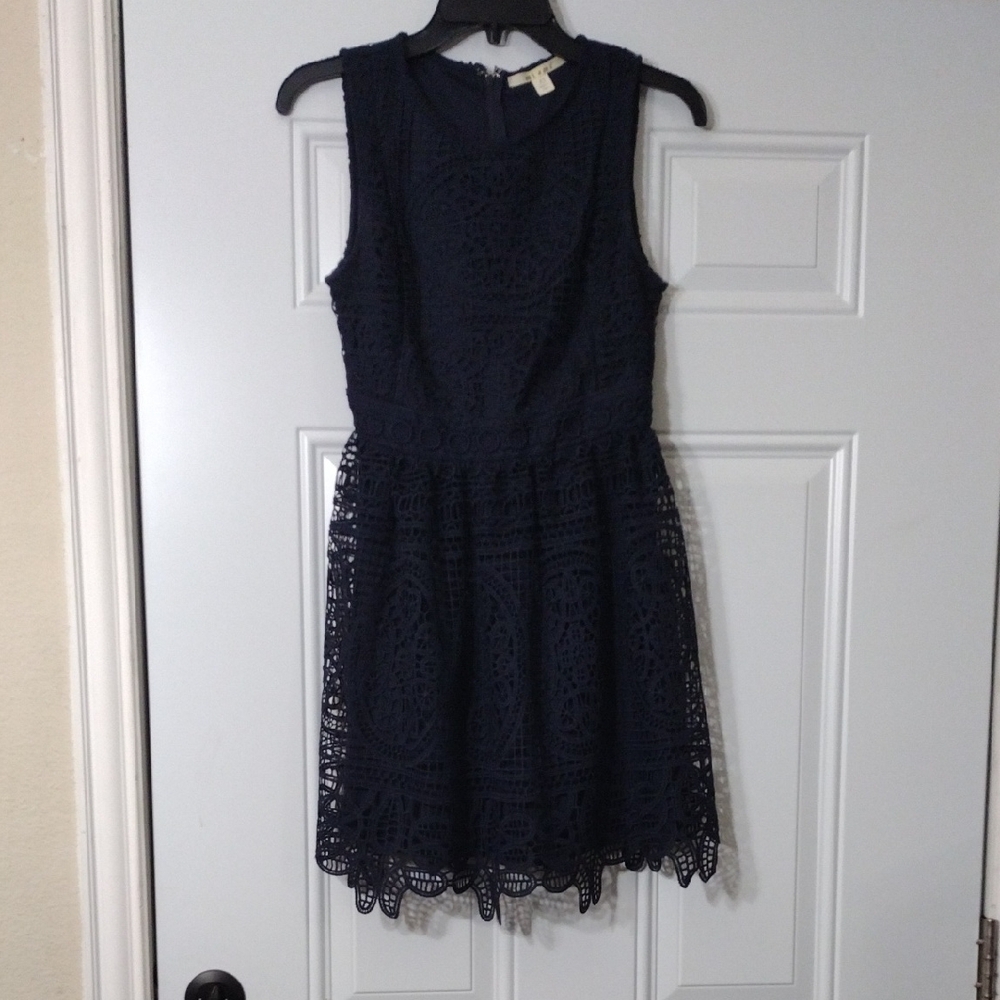 Navy Lace Asymmetrical Dress